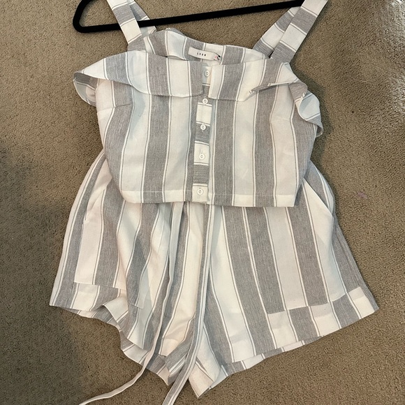 Lush Two Piece Set - Grey and White Stripe - Picture 2 of 5